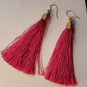 Pink and Gold Tassle Earrings